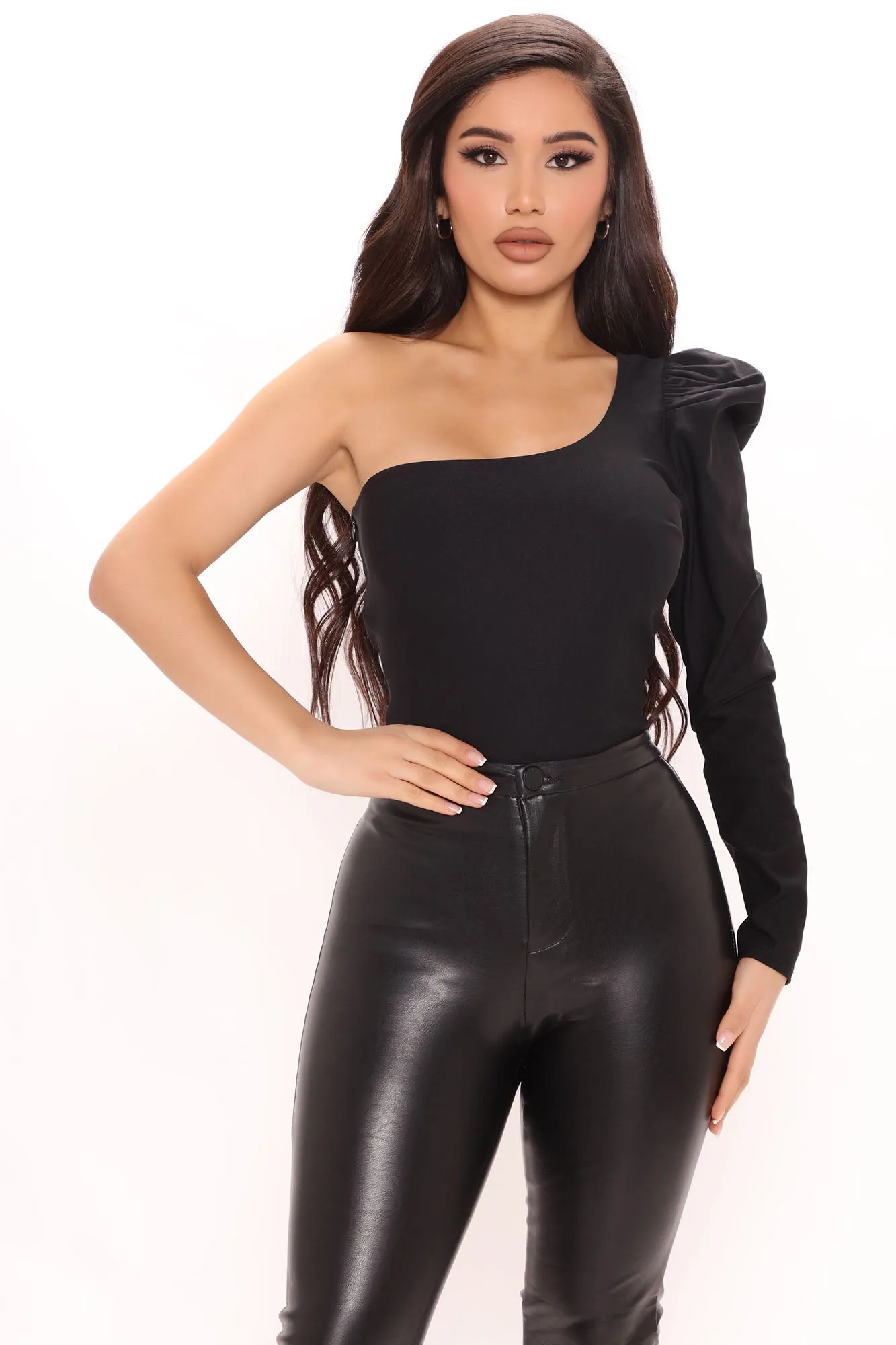 Adina One Shoulder Bodysuit - Black