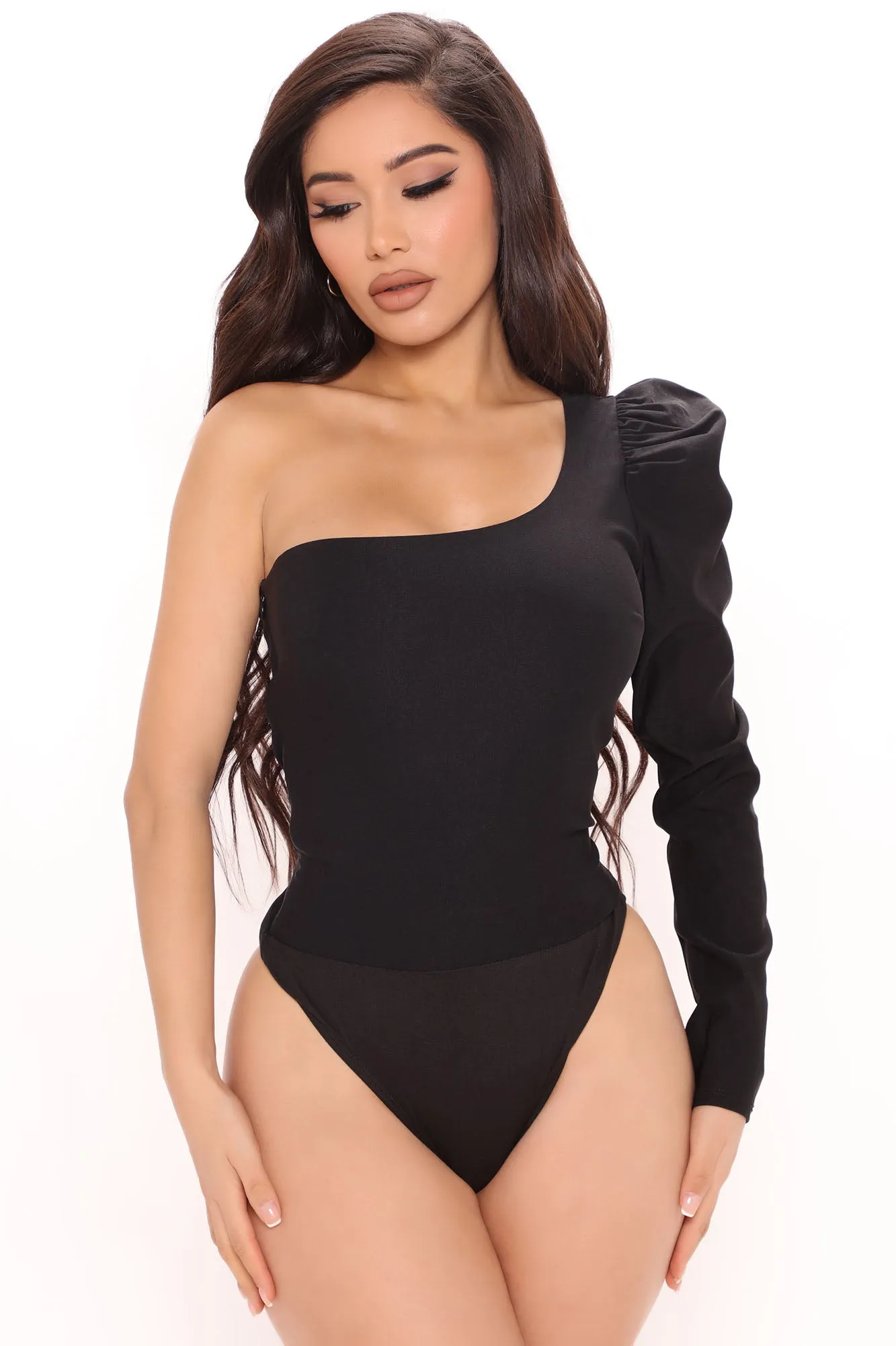 Adina One Shoulder Bodysuit - Black