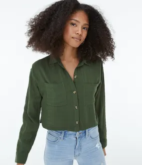 Aeropostale Long Sleeve Textured Button-Down Top