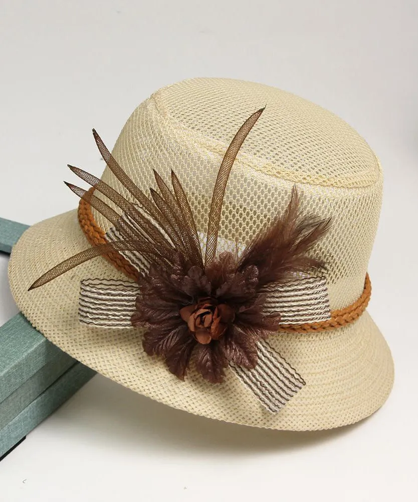 Art Khaki Tulle Floral Floppy Sun Hat