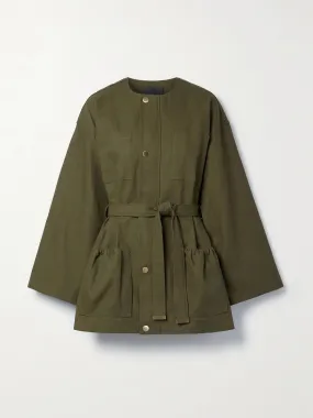 Belted khaki canvas jacket