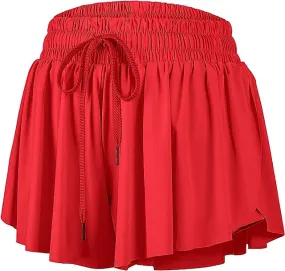 Butterfly Flowy Shorts- Red