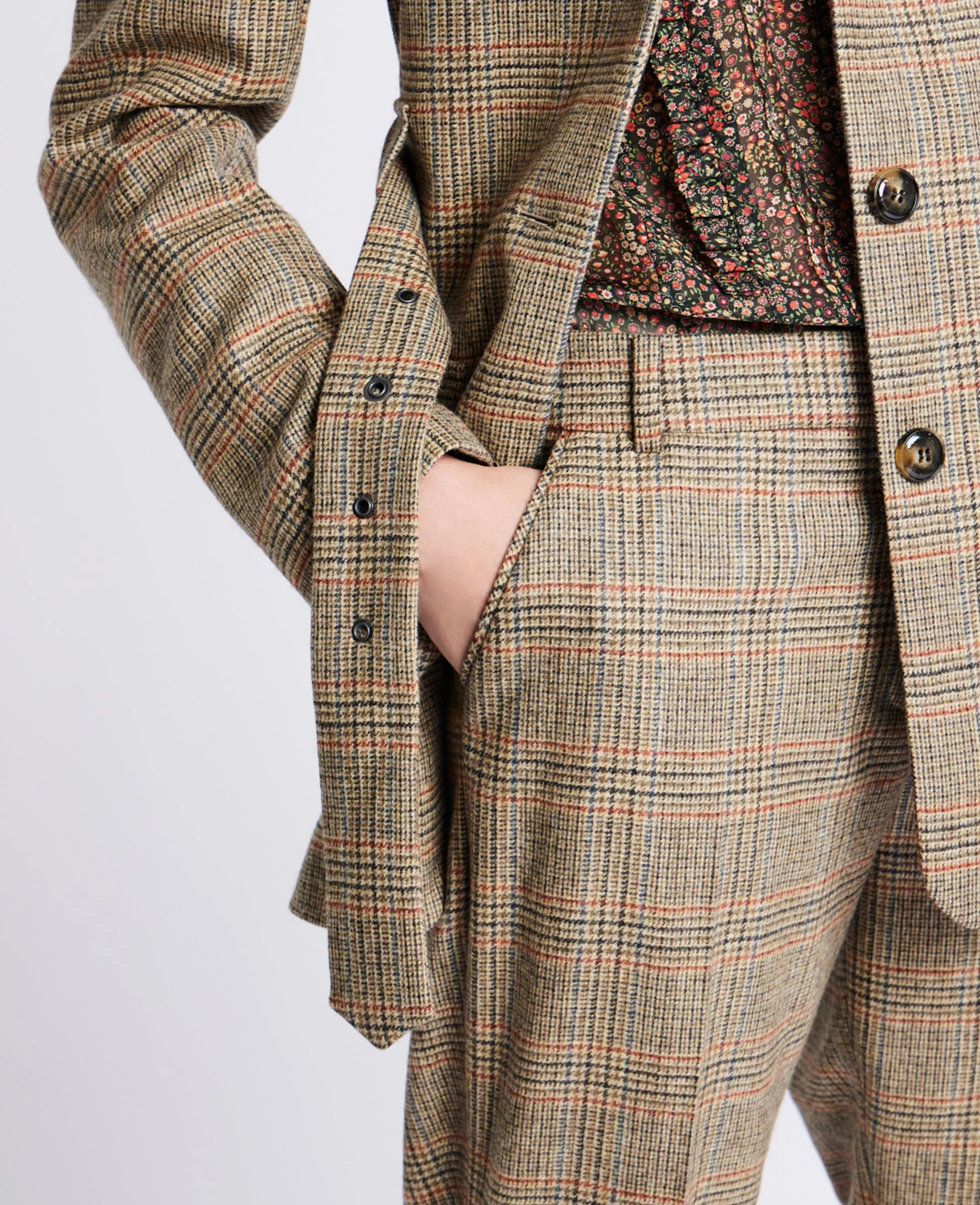 Cashmere Blend Tweed Belted Jacket