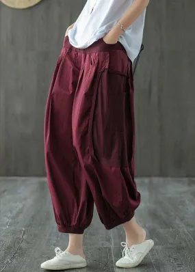 Classy Mulberry Pockets Patchwork lantern Pants Fall