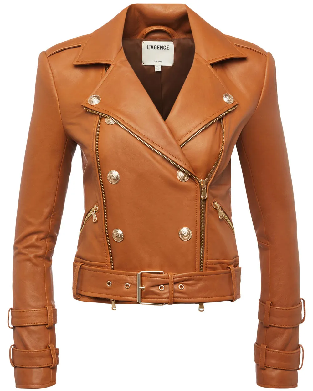 Cognac Leather Belted Billie Jacket