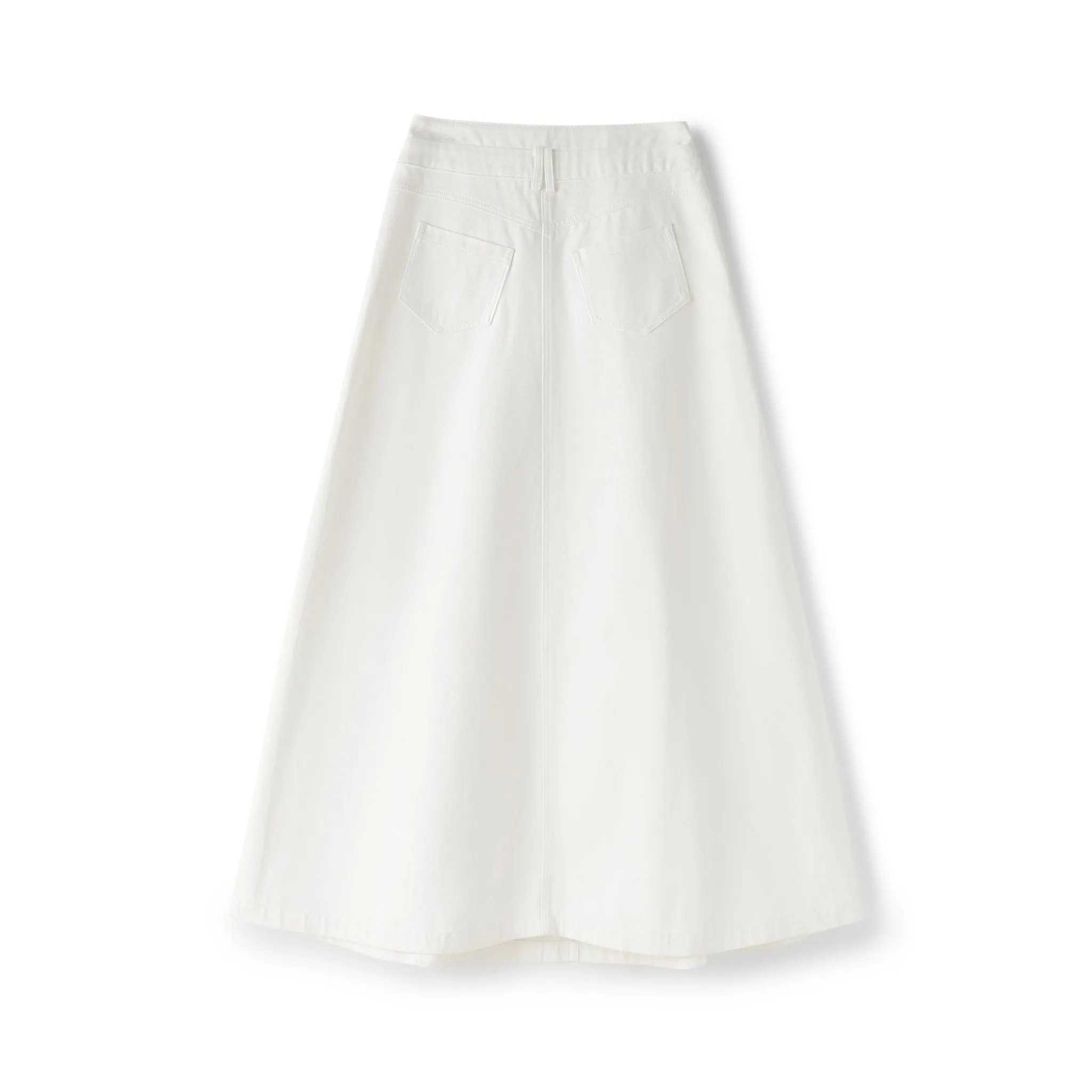 Denim Umbrella Skirt in White