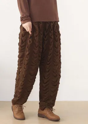 Diy Chocolate Wrinkled Pockets Harem Pants Fall