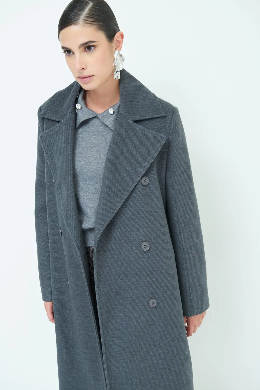 Double-breasted long coat wholesale