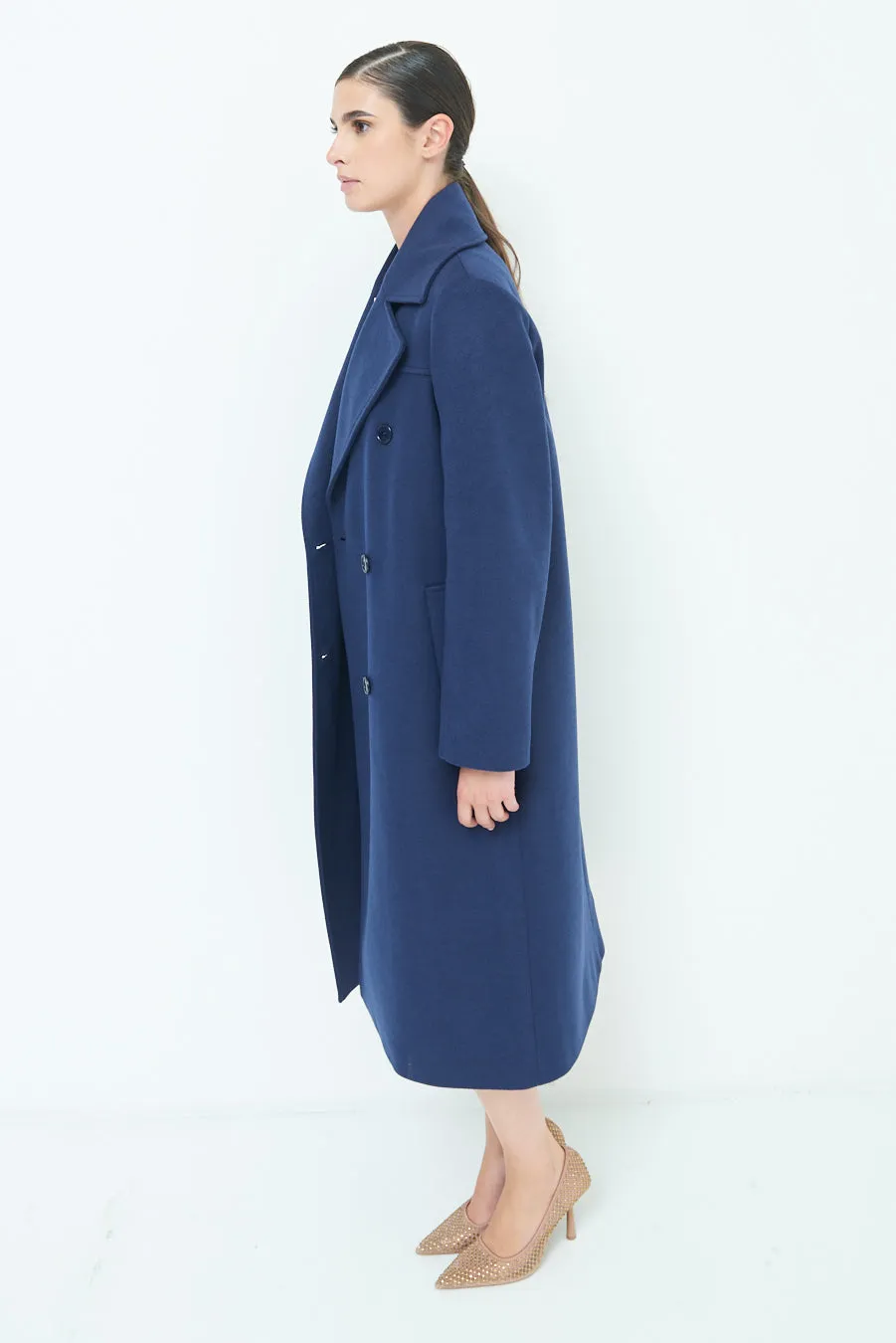 Double-breasted long coat wholesale