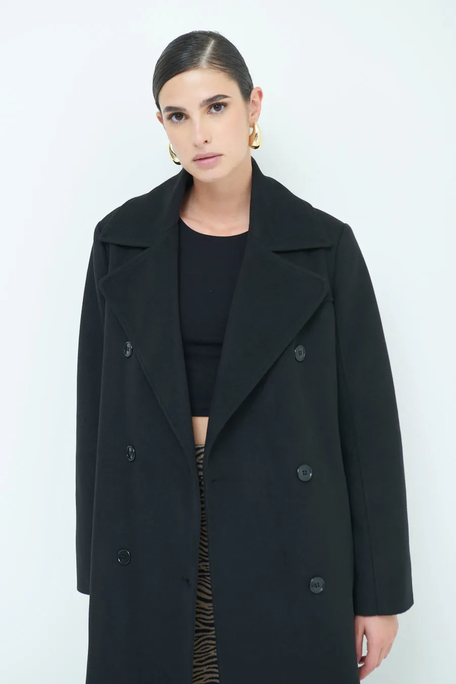 Double-breasted long coat wholesale