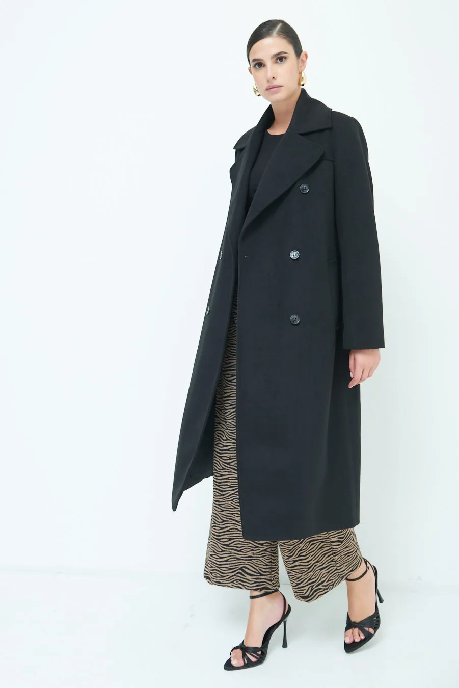 Double-breasted long coat wholesale