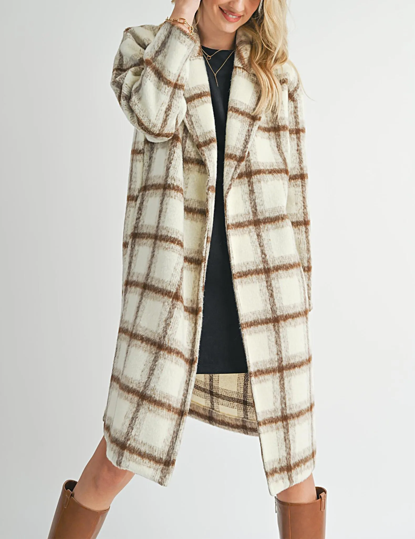 Emily Longline Plaid Coat