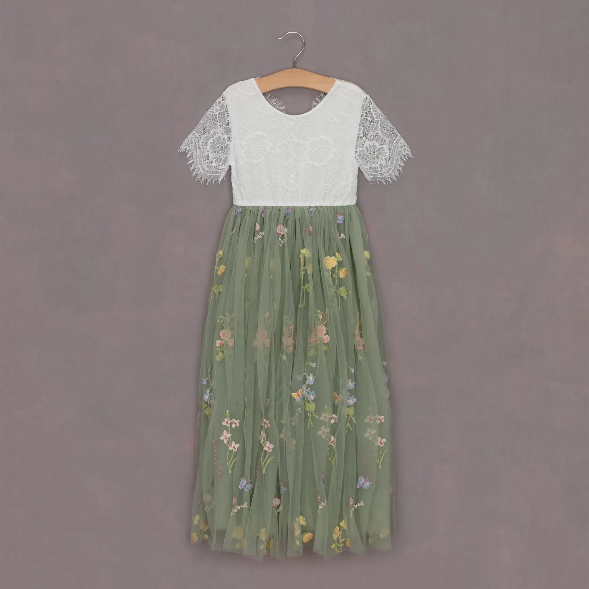 Enchanted Dress - Fern Green /White Lace