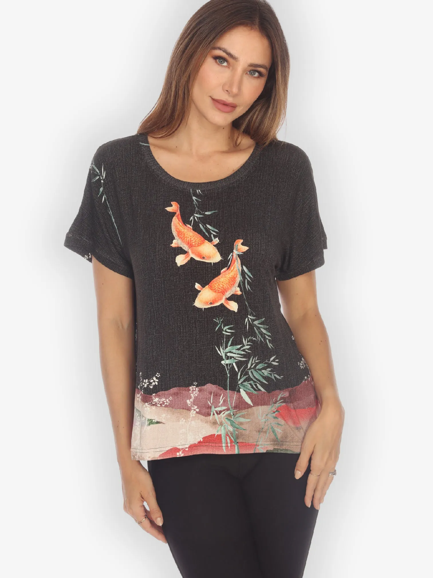 Engineered Koi Design Tree Cap Sleeves Tee