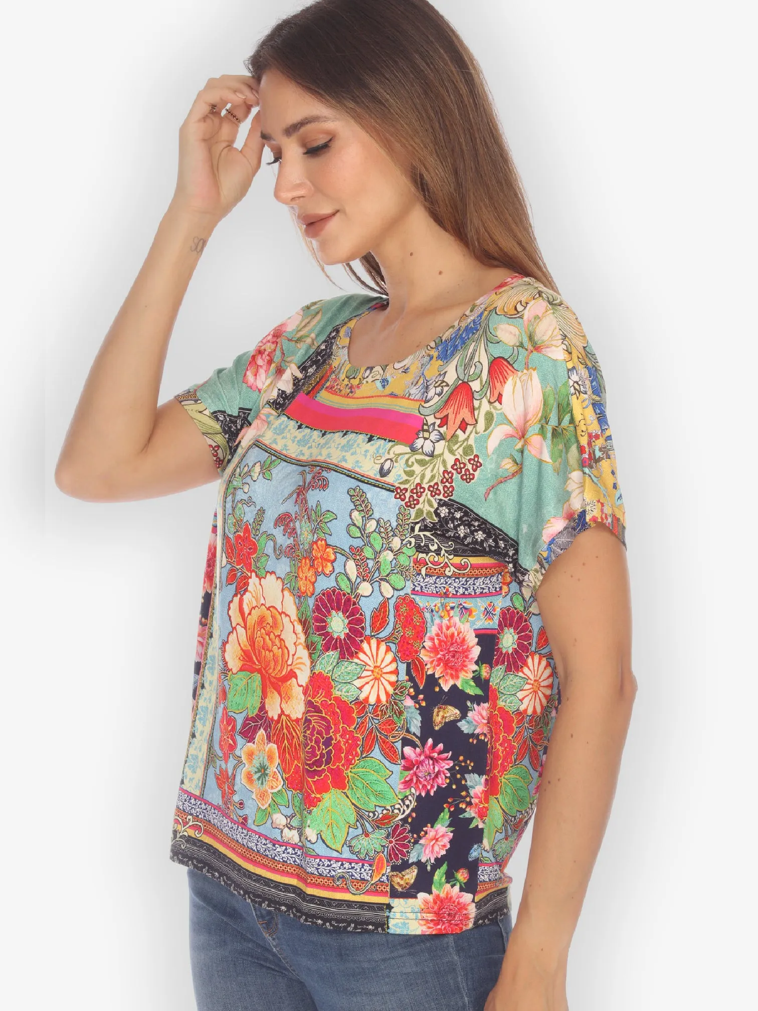 Flower Patch Cap Sleeves Tee