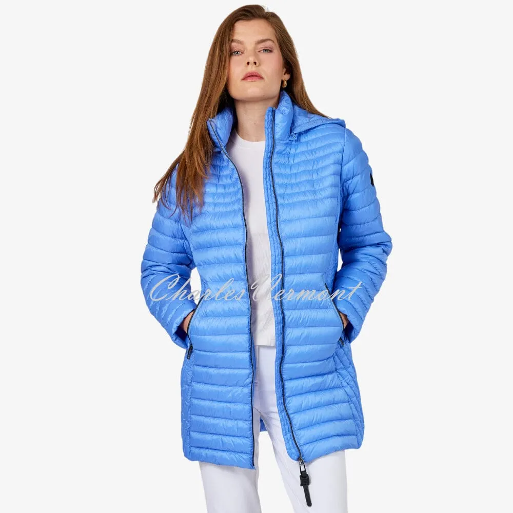 Fransden Lightly Padded Longline Coat - Style 224-588-65 (Cornflower Blue)