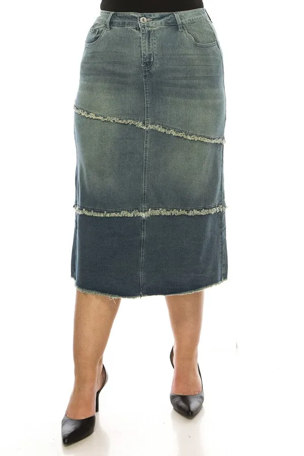 Gina Raw Edge Denim Skirt