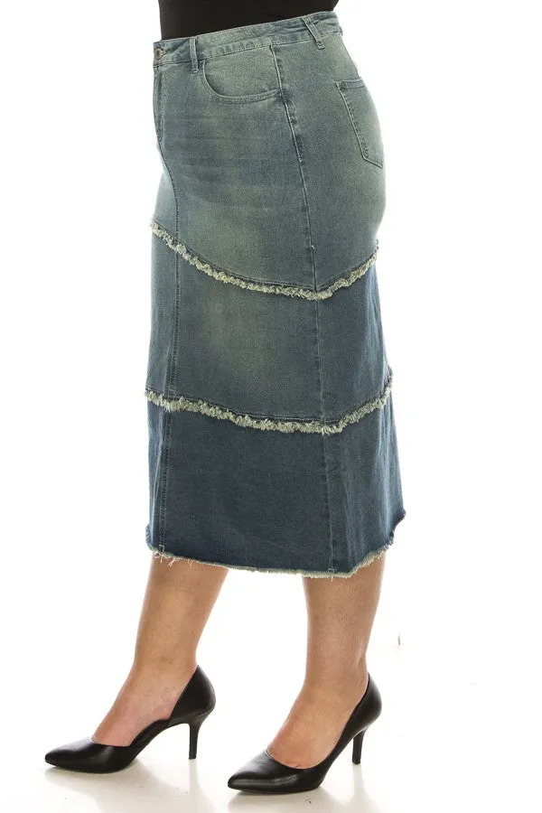 Gina Raw Edge Denim Skirt