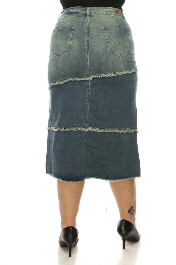 Gina Raw Edge Denim Skirt