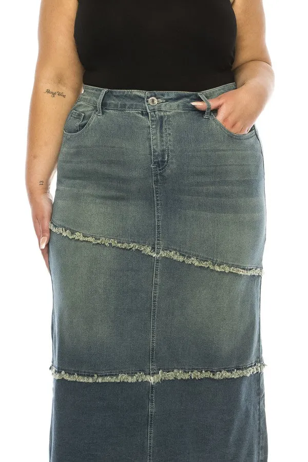 Gina Raw Edge Denim Skirt