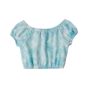 GIRL'S CROP TOP FLOWERS MINT