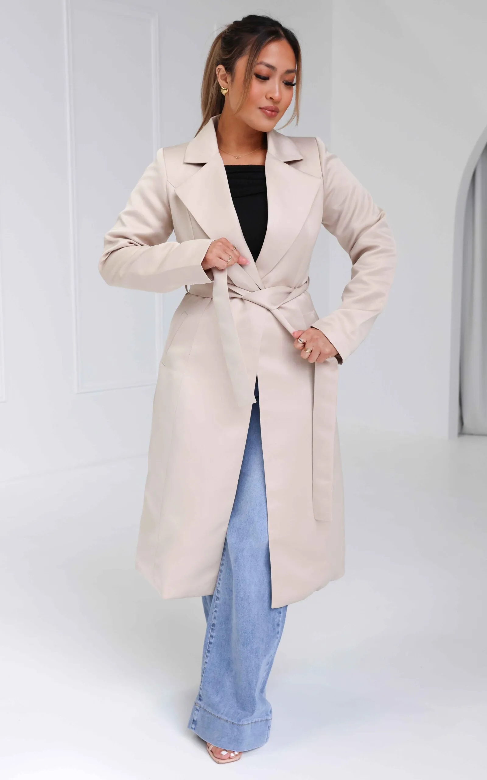 Jackson Longline Coat - Sand Beige