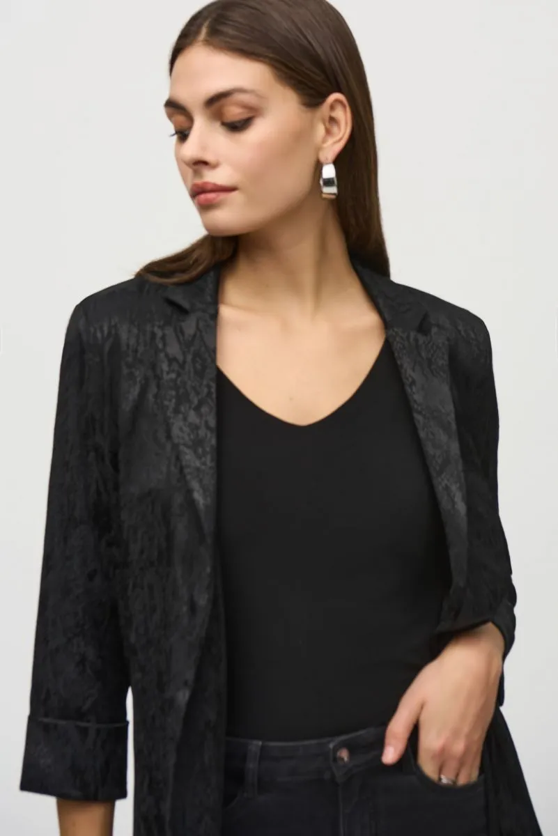 Joseph Ribkoff Black Animal Print Longline Blazer Jacket 244248