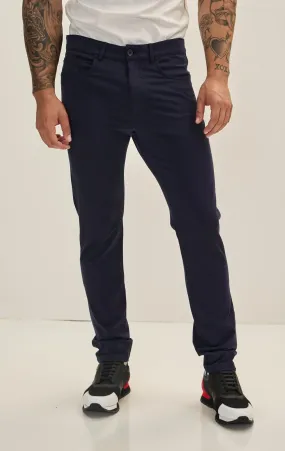 Lightweight Fitted Casual Pants - Navy