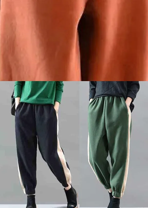 Loose Black PocketsPatchworkSports Winter Pants