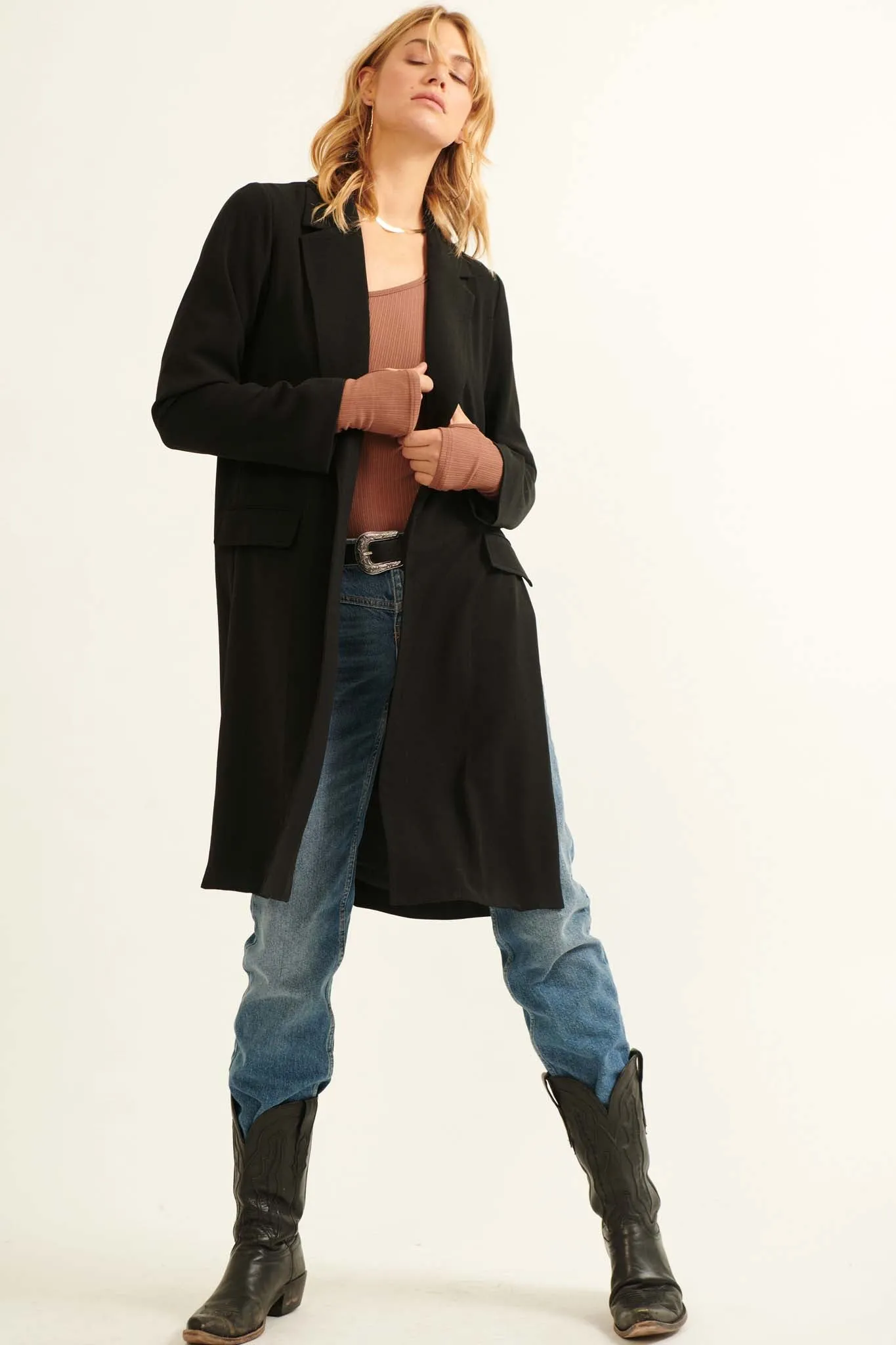 Master Class Open-Front Duster Blazer