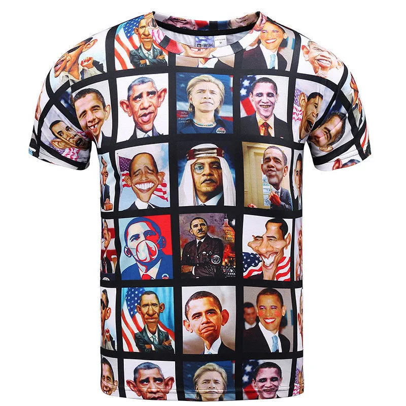 Men's 3D Printed Obama T-Shirt