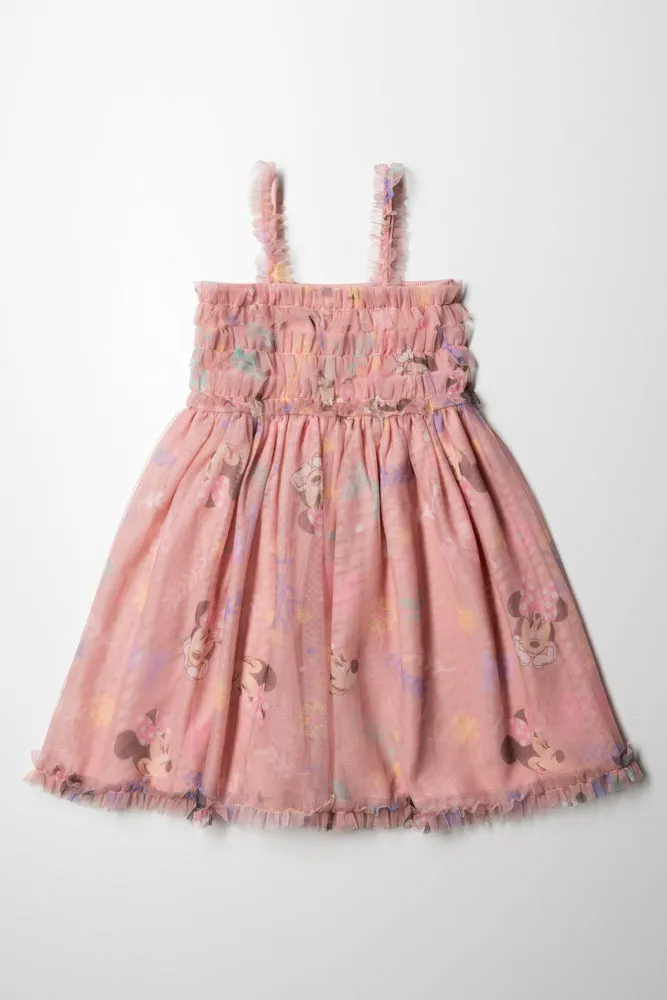 Minnie Mouse Printed Tulle Dress Pink