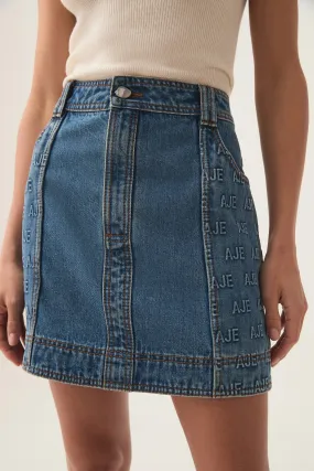 Nika Logo Denim Mini Skirt