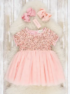 Peach Sparkly Tulle Swing Dress