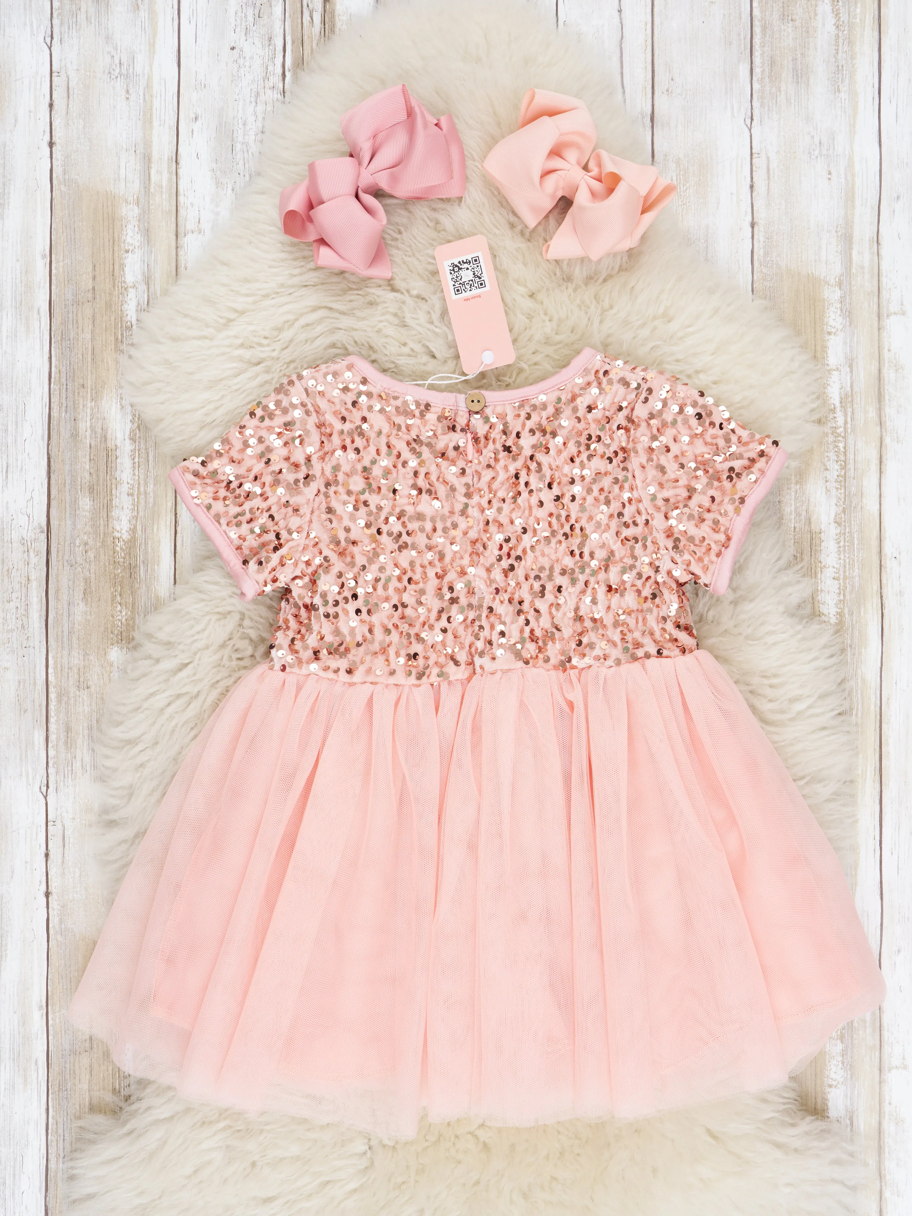 Peach Sparkly Tulle Swing Dress