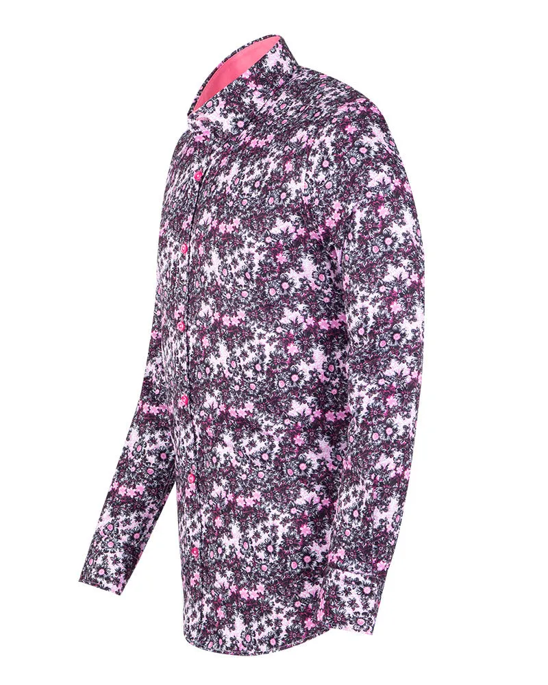 Pink Daisy Print Long Sleeve Shirt