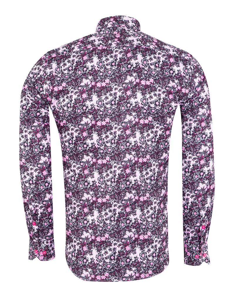 Pink Daisy Print Long Sleeve Shirt