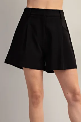 Pleated High-Waisted Shorts