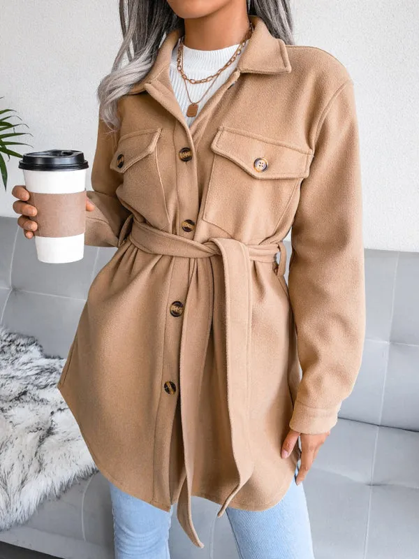 Plush Wool Overcoat - Long Belted Jacket