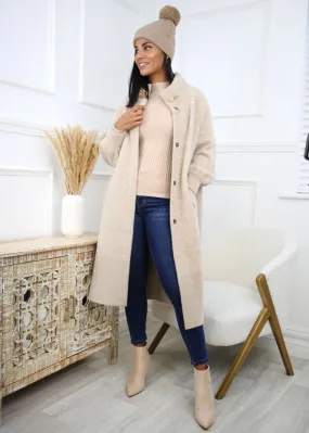 Shandel Beige Funnel Neck Coat