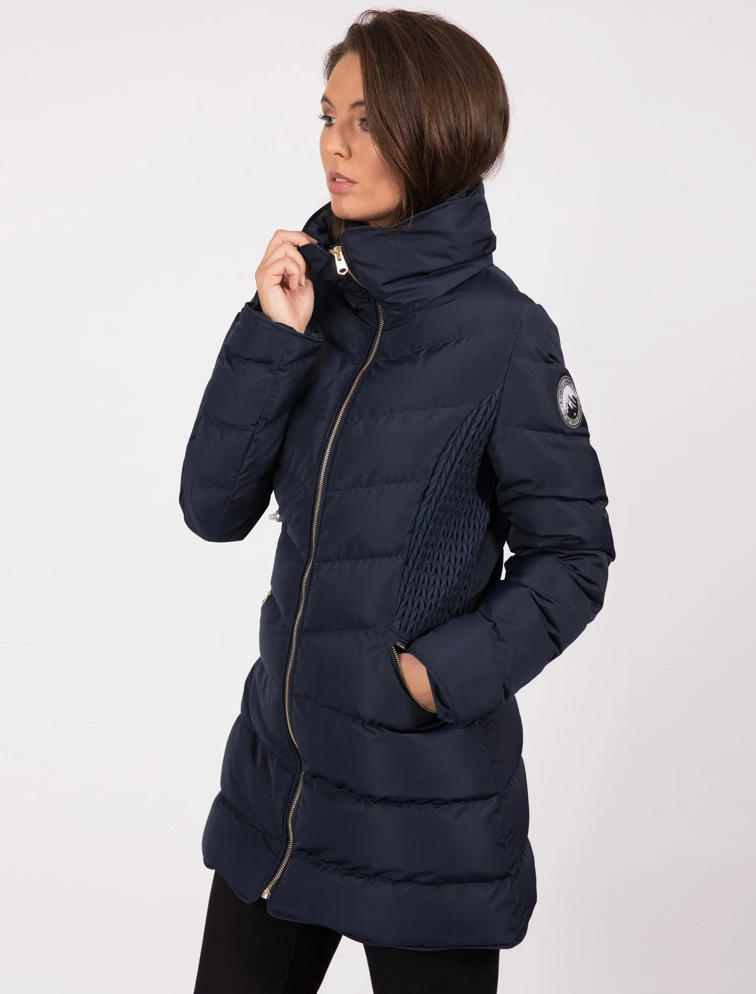 Shiso Funnel Neck Longline Puffer Coat In Navy Blazer - Tokyo Laundry