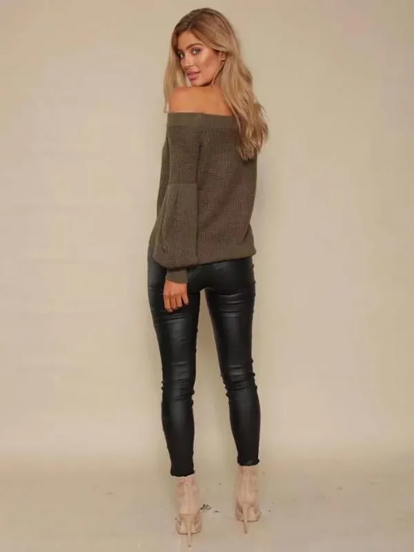 TastyHottie - Advanced Off-the-shoulder Puff Sleeves Sweater Tops