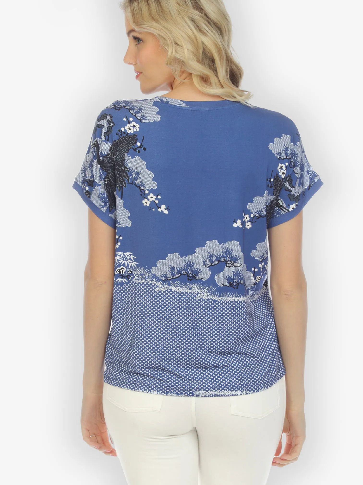 True Blue Shibori Cap Sleeves Tee