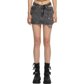 V-Shape Triangle Cut-Out Denim Skirt