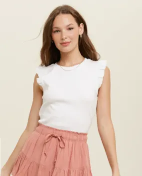 WL Ruffle Cap Sleeve-Ivory